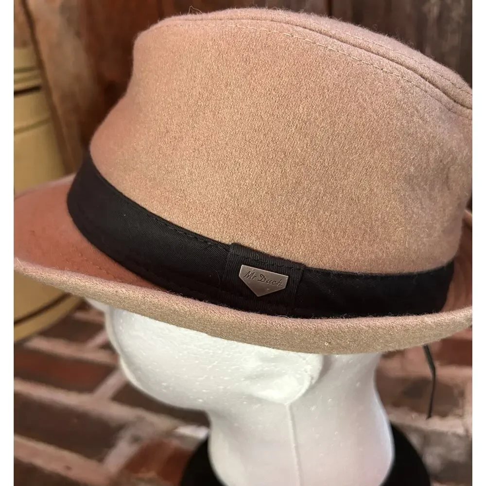 Vintage Erigary Fedora Top Hat Tan Wool Blend Felt Medium Mr Duck Adjustable VGC